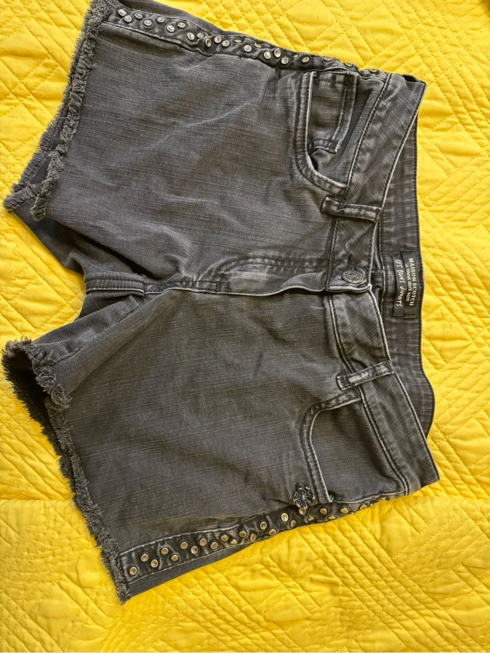 Madison Scotch Women Denim ShortSlate Gray Stud-Trim Denim Shorts